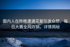 圈内人在昨晚遭遇花絮引发众怒，每日大赛全网炸锅，详情揭秘