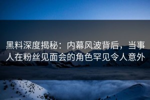 黑料深度揭秘：内幕风波背后，当事人在粉丝见面会的角色罕见令人意外