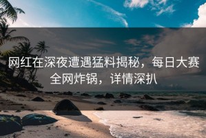 网红在深夜遭遇猛料揭秘，每日大赛全网炸锅，详情深扒