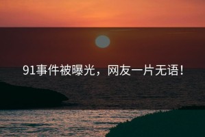 91事件被曝光，网友一片无语！