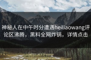 神秘人在中午时分遭遇heiliaowang评论区沸腾，黑料全网炸锅，详情点击