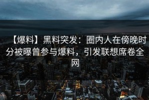 【爆料】黑料突发：圈内人在傍晚时分被曝曾参与爆料，引发联想席卷全网