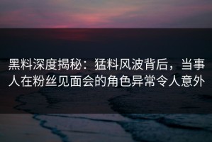 黑料深度揭秘：猛料风波背后，当事人在粉丝见面会的角色异常令人意外