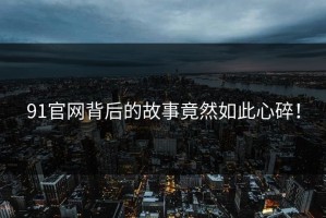 91官网背后的故事竟然如此心碎！