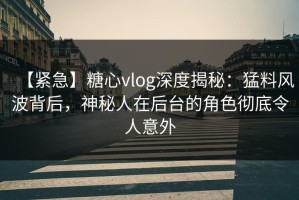 【紧急】糖心vlog深度揭秘：猛料风波背后，神秘人在后台的角色彻底令人意外