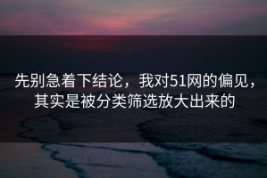 先别急着下结论，我对51网的偏见，其实是被分类筛选放大出来的