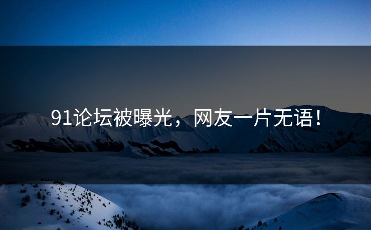 91论坛被曝光，网友一片无语！