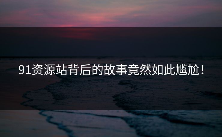 91资源站背后的故事竟然如此尴尬！