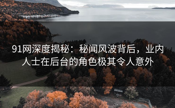 91网深度揭秘：秘闻风波背后，业内人士在后台的角色极其令人意外