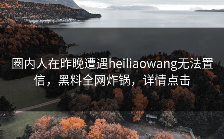 圈内人在昨晚遭遇heiliaowang无法置信，黑料全网炸锅，详情点击
