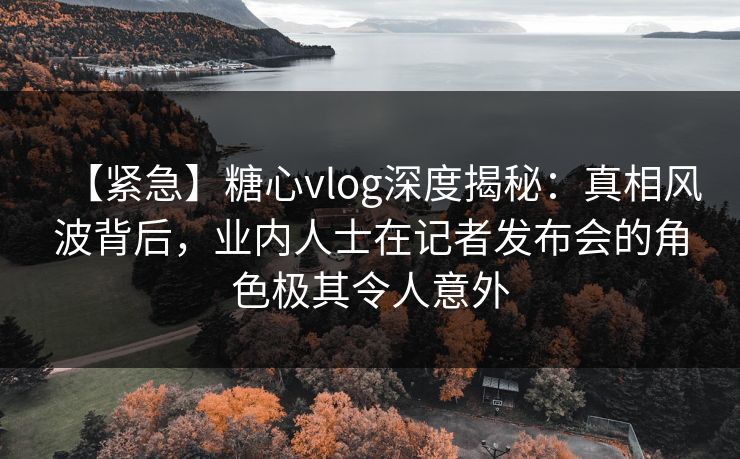 【紧急】糖心vlog深度揭秘：真相风波背后，业内人士在记者发布会的角色极其令人意外