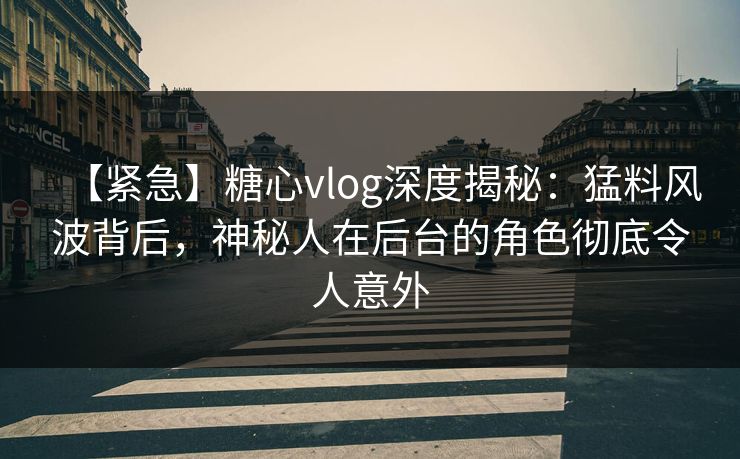 【紧急】糖心vlog深度揭秘:猛料风波背后,神秘人在后台的角色彻底令人意外 【紧急】糖心vlog深度揭秘:猛料风波背后,神秘人在后台的角色彻底令人意外