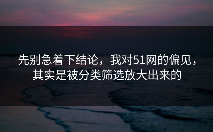 先别急着下结论，我对51网的偏见，其实是被分类筛选放大出来的