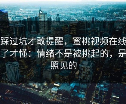 我踩过坑才敢提醒，蜜桃视频在线看多了才懂：情绪不是被挑起的，是被照见的