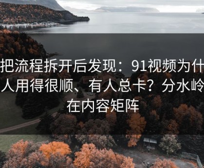 我把流程拆开后发现：91视频为什么有人用得很顺、有人总卡？分水岭就在内容矩阵