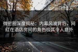微密圈深度揭秘：内幕风波背后，网红在酒店房间的角色极其令人意外
