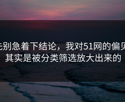 先别急着下结论，我对51网的偏见，其实是被分类筛选放大出来的