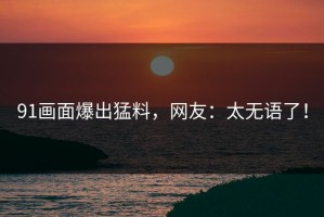 91画面爆出猛料，网友：太无语了！