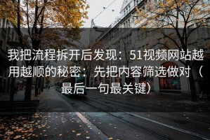 我把流程拆开后发现：51视频网站越用越顺的秘密：先把内容筛选做对（最后一句最关键）